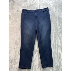 Style & Co Jeans Womens Plus Sz 16W Blue Slim Leg Dark Stretch Faded Denim Pants